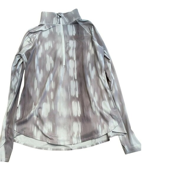 Under Armour Womens Fitted Cold Gear Gray and White 1/4 zip Pullover XL Shirt - Picture 1 of 8